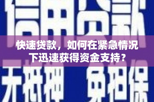 崖州快速贷款，如何在紧急情况下迅速获得资金支持？
