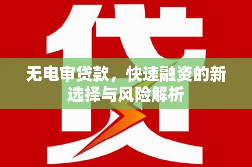 贵溪无电审贷款，快速融资的新选择与风险解析