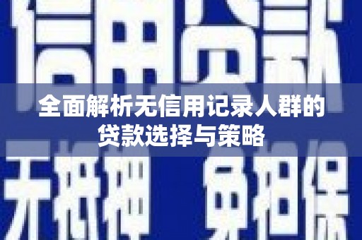 集集全面解析无信用记录人群的贷款选择与策略